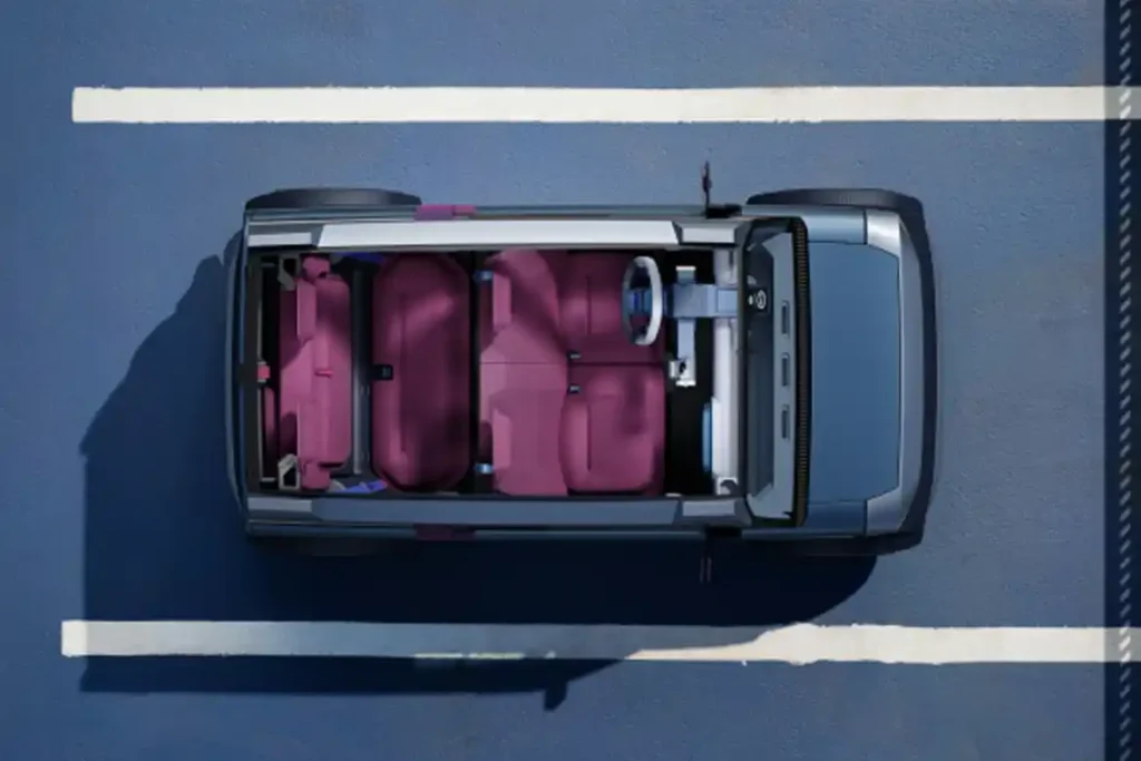 Rear seats fold to expand storage from 70 to 500 liters.