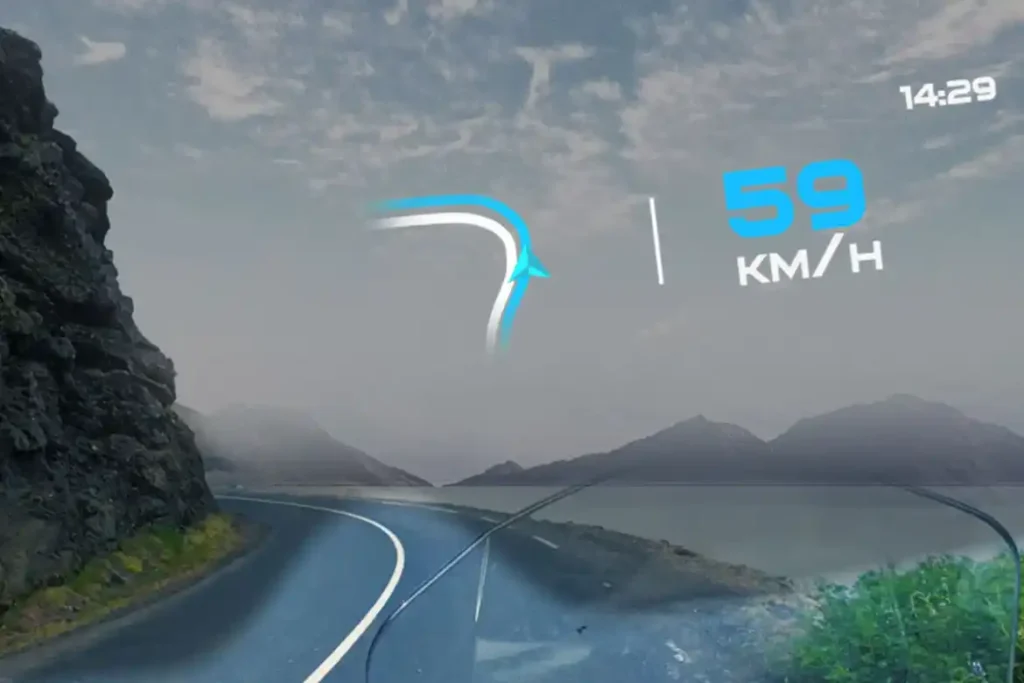 Customizable HUD interface displaying map and speed information.