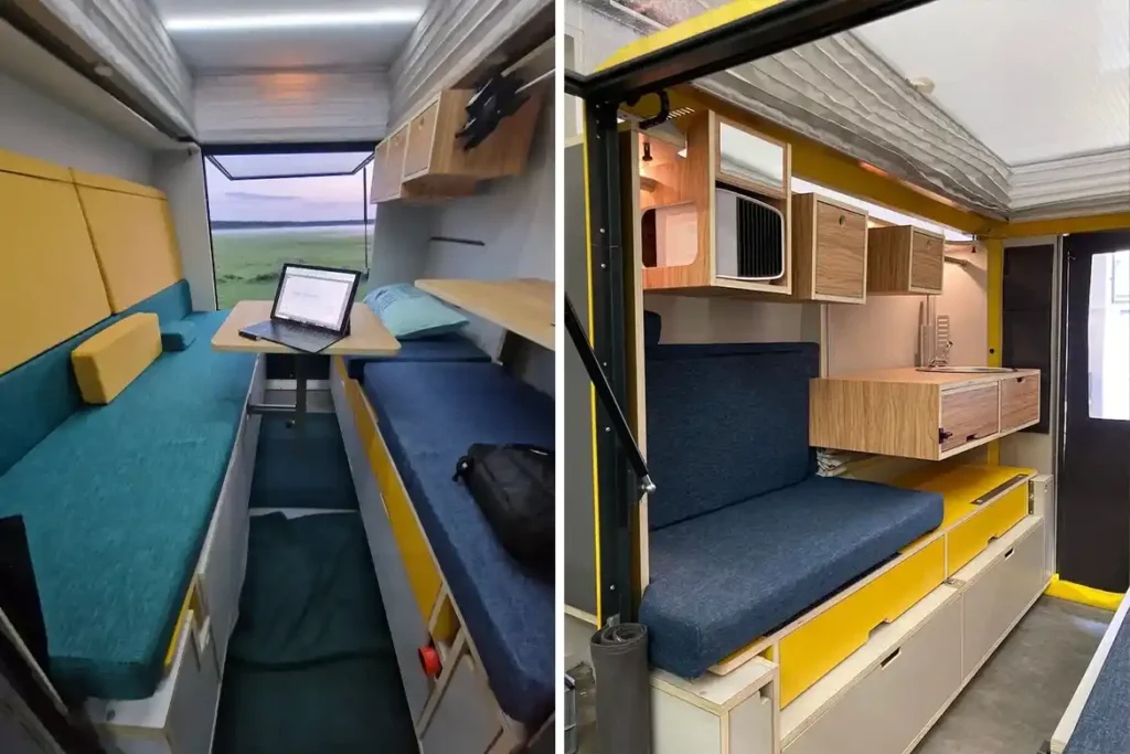 The Basic module includes essential camping features with compact water tanks.