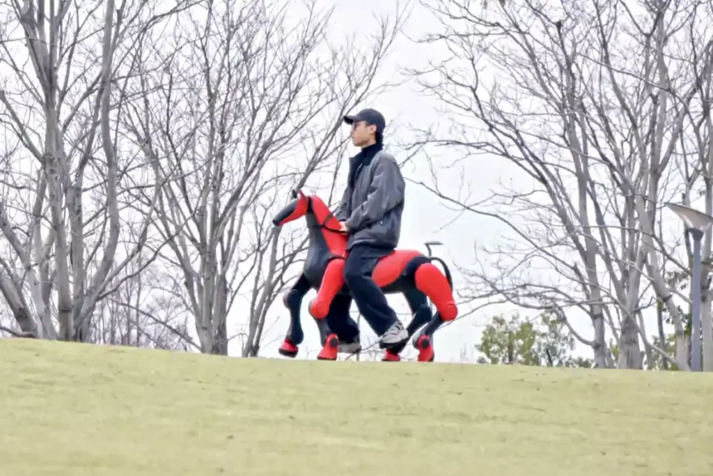 Robot horse carrying payload using quadruped design.
