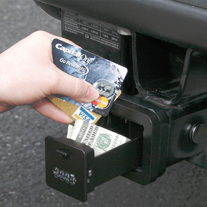 this Trailer Hitch Cover turns into a Key Safe