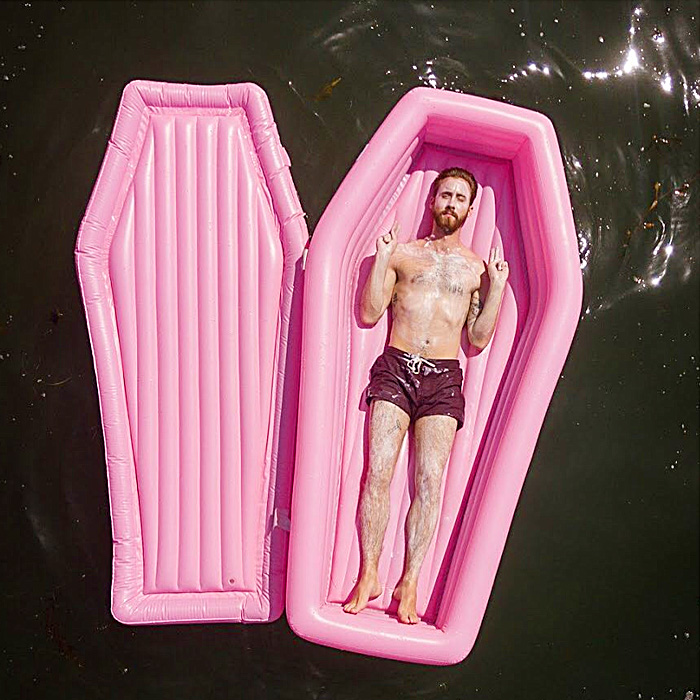 Pink Inflatable Coffin Pool Float