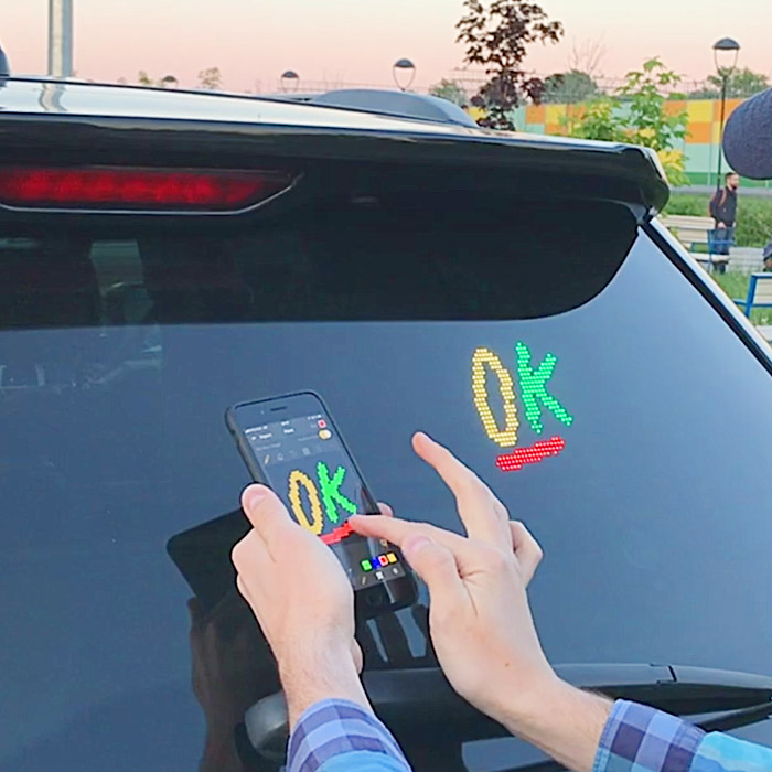 Rear-Window Car Emoji Display You Can Change With Your Voice
