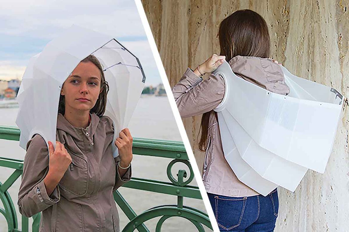 Unique Hands-Free Umbrella Prototype That You Can Wear Like a Backpack!