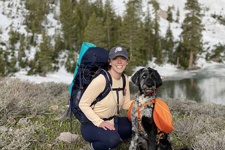Inventor of the Kings Peak Tent and her dog Ollie