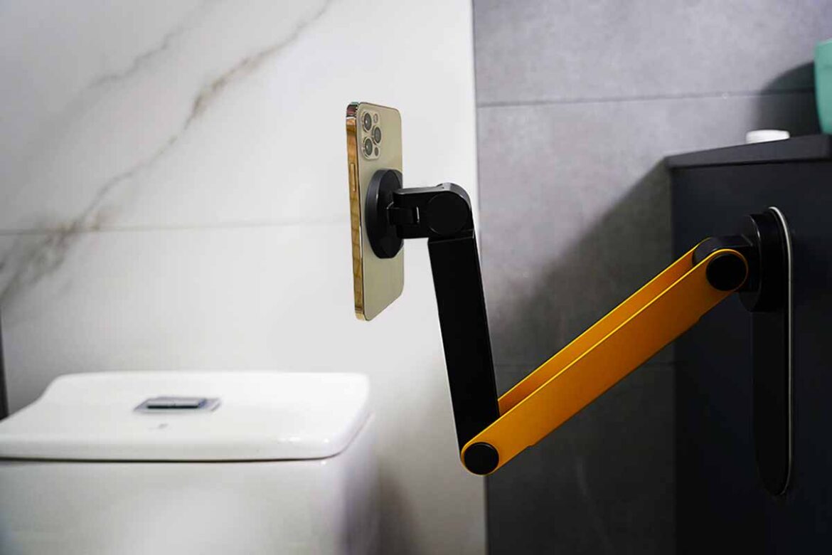 iSwift Roboarm Toilet Phone Holder for Hands-Free Bathroom Texting and Streaming