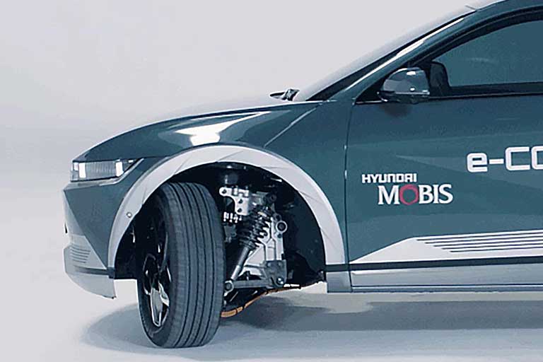 This car can move sideways like a crab with an e-corner system