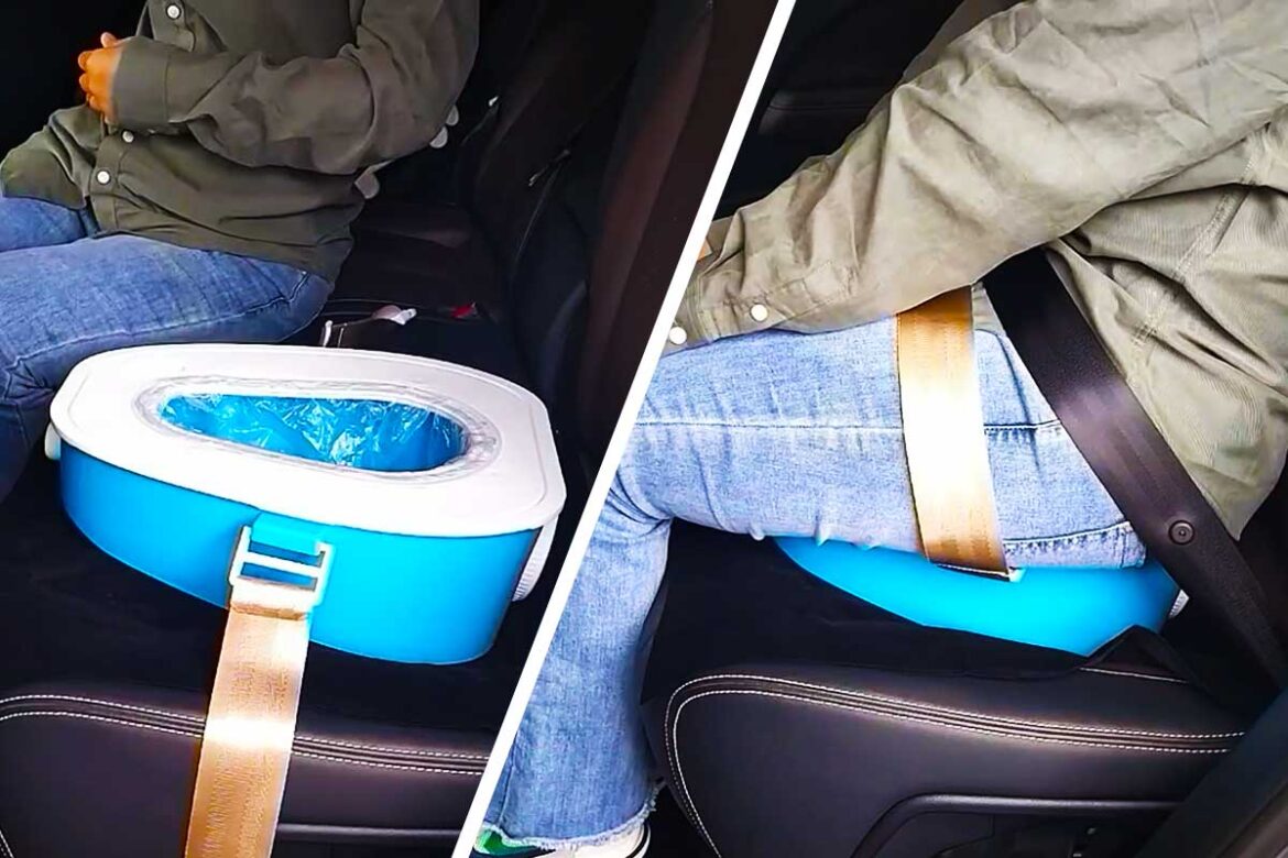 With this portable toilet for cars, you can avoid restroom breaks