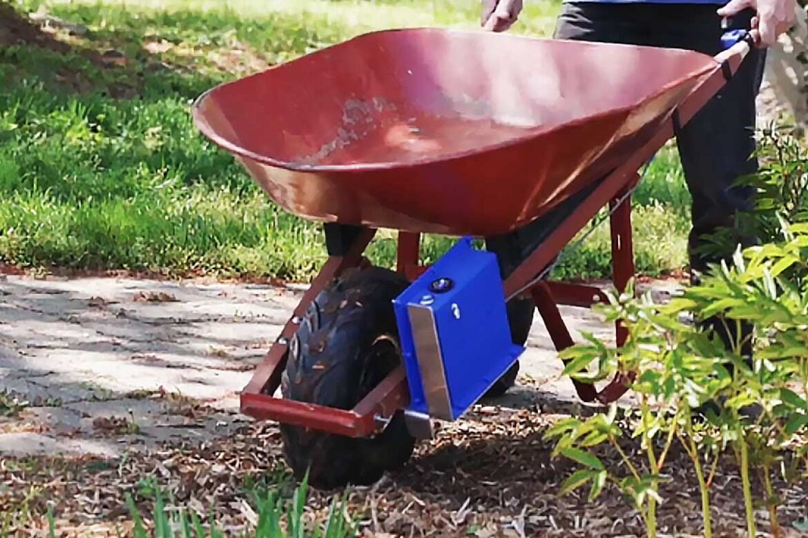 eBarrow Kit turns existing wheelbarrow into an electric-powered gardening tool