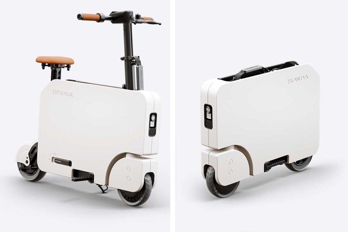 The Honda Motocompacto e-bike folds like a boxy suitcase