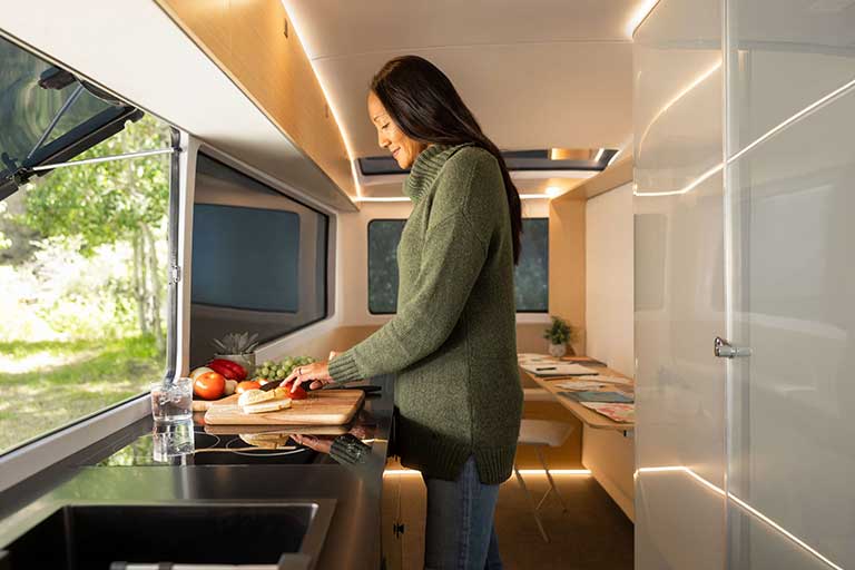 Pebble Flow self-propelled electric RV trailer redefining travel freedom